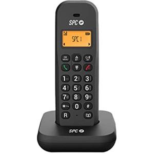 SPC Keops - Telefono fisso cordless con display illuminato, ID chiamante, agenda 50 contatti, modalità ECO, compatibilità GAP, data e ora su schermo - Nero