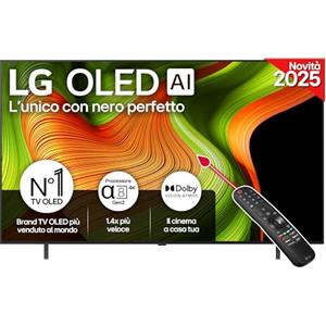 LG OLED AI B5 TV 65 pollici, Smart TV 4K, Processore α8 Gen2, webOS con AI, Dolby Vision e Atmos, Gaming con VRR, GSYNC e FreeSync 4K@120Hz, 4 HDMI 2.1, Alexa, OLED65B56LA 2025