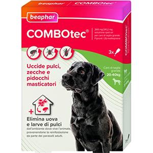 Beaphar COMBOTEC Antiparassitario per Cane Taglia Grande (20-40 Kg), Protegge da Pulci, Zecche, Uova, Larve e anche la Casa - In Confeziona da 3 Pipette