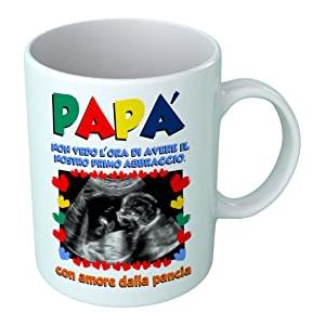 Overthetee Tazza Personalizzata Papà - Ecografia Neonato PERSONALIZZABILE - Futuro Papà - Immagine Neonato - Regali Originali - Bimbo in arrivo - Padre - Tazze Colazione