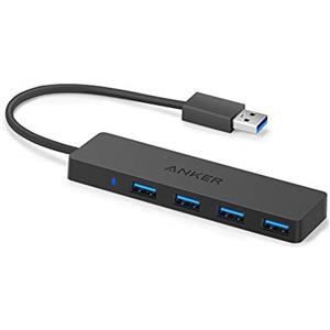 Anker Hub USB 3.0 a 4 Porte per Trasferimento Dati, USB Hub Multiporta Ultra Sottile (1cm di spessore) per Trasmissione Dati Alta Velocità(5Gbps) e Sincronizzazione per Macbook, Chiavette USB e Altro