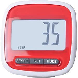 Keenso Pedometro da Passeggio, Contapassi con Sensore 3D, Calorie, Distanza e Impostazione del Peso per la Corsa, L'escursionismo Fitness (rosso)