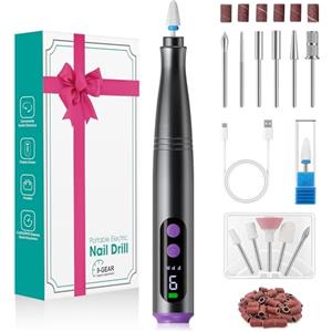 Fofile Fresa per Unghie Professionale 20000 Giri/min, Lima per Unghie Elettrica 12 in 1 con Display LCD, 9 Velocità Regolabili, Micromotore Unghie Ricaricabile per Manicure e Pedicure