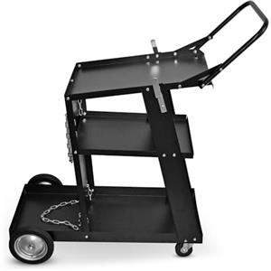 TIGMIG Carrello Saldatura Portatile, 3 Livelli, Supporto Per Bombola Con Catene, Carrello Per Saldatrice Da Officina/Garage, Trasporto Saldatrice TIG, MIG, MMA, Plasma, Garanzia e Assistenza Italia