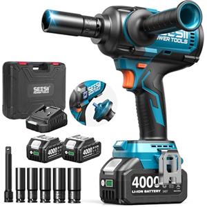Seesii [Aggiornato 2025 Avvitatore a Impulsi 1/2" 1600N·m, 21V Alta Potenza con Manico Rimovibile, Chiave a Impatto Senza Fili con 2× Batterie 4,0Ah per Auto, Pickup, Tosaerba e Lavori Industriali