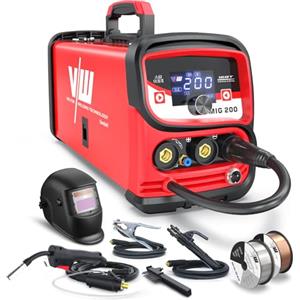 VECTOR WELDING 2025 Nuovo Saldatrice MIG 200A Saldatrice A Filo Continuo Senza Gas, 4 in 1 MIG/MAG/Lift TIG/MMA Inverter Saldatore con 1 KG di Filo di Saldatura e IGBT - VECTOR WELDING