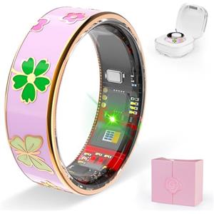 HPLSZCN Smart Ring Uomo Donna Fitness Tracker per Sleep/Stress/Battito Cardiaco/Donna Health Tracker Compatibile con Android e iOS, No App-Abbonamento (Rosa, 8)