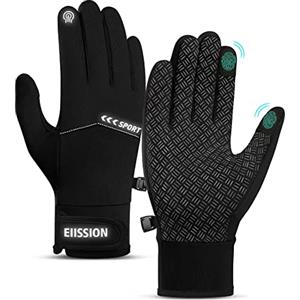 EIISSION Guanti Invernali Uomo Donna, Guanti Invernali Ciclismo Guanti Touch Screen Unisex Antivento Guanti da Sci Guanti Sportivi da Caldi Esterni per Corsa Sci Snowboard Bici Alpinismo Trekking Nero L