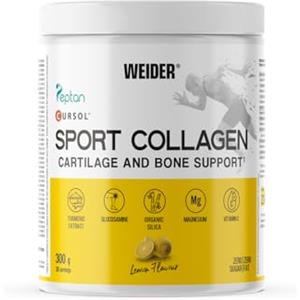 Weider Sport Collagen (300g) Gusto Limone, Peptidi di Collagene Idrolizzato 100% Peptan, Glucosamina, Curcuma, Silicio, Acido Ialuronico, Magnesio, Vitamina C, Per Articolazioni e Ossa