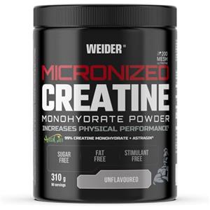Weider Micronized Creatine Monohydrate Powder (310 g) Gusto Neutro. 99% Creatina Monoidrato Micronizzata 200 Mesh Ultrafine, con AstraGin, Vegana, Aumento delle prestazioni fisiche