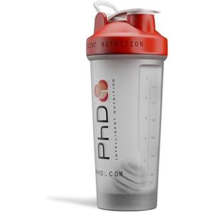 PhD Nutrition Shaker proteine con pallina 600ml - Lavabile in lavastoviglie, Protein Shaker ermetico con chiusura a vite, per un frullato proteico senza grumi