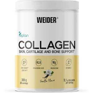 Weider Collagen (300g) Gusto Vaniglia, Collagene Bovino in Polvere con Acido Ialuronico, Magnesio e Vitamina C, Peptidi di Collagene 100% Qualità Peptan, Senza Zucchero, Senza Grassi, Keto