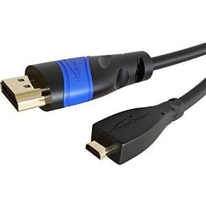 KabelDirekt - Cavo Micro-HDMI, struttura infrangibile - 5 m (da HDMI a Micro-HDMI, bidirezionale, 4K@60Hz, Ultra HD, High Speed con Ethernet, per tablet/fotocamere/Raspberry Pi, nero)