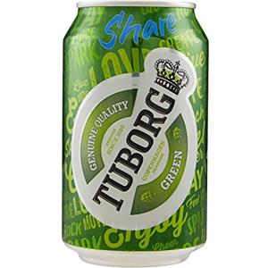 Tuborg, Cassa con 24 Lattine da 33cl, Birra Lager, Gusto Fresco e Dissetante, Gradazione Alcolica 5.0% Vol