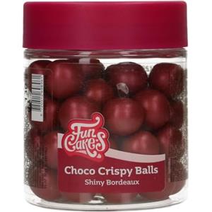 FunCakes Choco Crispy Balls Shiny Bordeaux - Perles di Cioccolato, Ottime per decorare torte, cupcake, biscotti, crostate e molto altro - Decorazione per torte - 60g