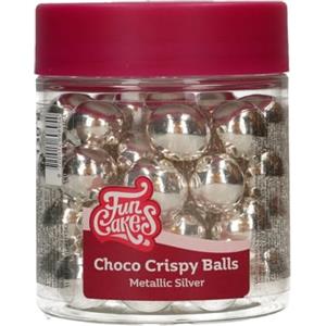 FunCakes Choco Crispy Balls Metallic Argent - Perles di Cioccolato, Ottime per decorare torte, cupcake, biscotti, crostate e molto altro - Decorazione per torte - 60g