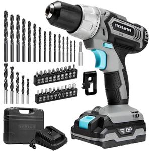 Cecotec Trapano a batteria CecoRaptor Perfect Drill, 20 V e 2000 mAh, velocità 1550 giri/min, coppia massima 46 Nm, 25+1 posizioni di coppia e 2 velocità di lavoro, autonomia di 60 min.