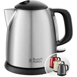 Russell Hobbs Bollitore Elettrico Compatto in Acciaio Inossidabile 1 L, Spegnimento Automatico, Base Girevole 360°, Filtro Anticalcare Rimovibile, Design Salvaspazio - 24991-70