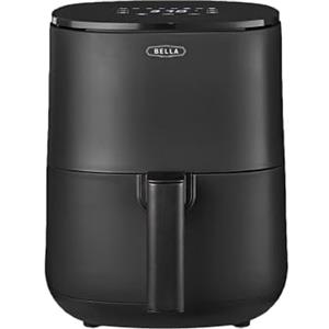 bella Friggitrice ad aria calda con touch screen da 3 l, friggitrice senza olio, padella antiaderente per lavastoviglie e griglia per friggitrice per una facile pulizia, Nero opaco