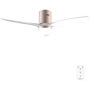 Cecotec Ventilatore da soffitto con luce e telecomando da 52" EnergySilence Aero 5600 Classic Gold&White. Motore DC 40 W, 3 pale, luce LED, timer, 6 velocità, modalità Winter/Summer