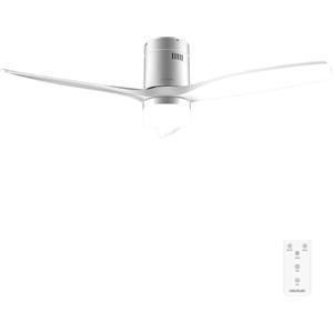 Cecotec Ventilatore da soffitto con luce e telecomando da 52" EnergySilence Aero 5600 Classic Iron&White. Motore DC 40 W, 3 pale, luce LED, timer, 6 velocità, modalità Winter/Summer