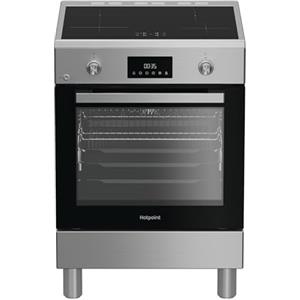 Hotpoint Ariston H6I8LMSAX - Cucina a libera installazione 60x60 cm con forno multifunzione ventilato da 72L, piano a induzione, classe A, Diamond Clean, Air Fry, Active Multiflow - Acciaio Inox