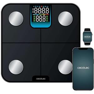 Cecotec Bilancia da bagno intelligente con App Surface Precision HealthySmart. Bluetooth e 25 parametri, dimensioni 28 x 28 cm, schermo LCD, capacità massima 180 kg, funzionamento a batteria
