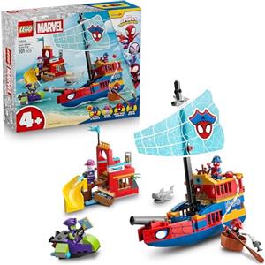 LEGO ǀ Marvel Nave Pirata del Team Spidey - Set dei Supereroi con Nave Giocattolo, 2 Barche e 4 Minifigure - Regalo per Bambini da 4 Anni Fan dello Show Spidey e i Suoi Fantastici Amici - 11208