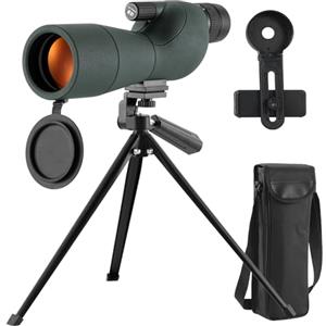 SWTGTEM Cannocchiale, 25-75x60 Cannocchiale con Treppiedi, ED FMC Ottica Bak4 Prisma IPX7 Impermeabile Telescopio Spotting Scope con Smartphone Adapter per Tiro a Segno, Birdwatching, Caccia