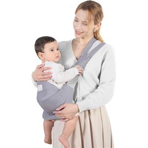 Mumgaroo Fascia Neonato, Marsupio Neonato Cotone con Seduta Antiscivolo, Fascia Porta Bebe Ergonomico, Tutte le Stagioni, Fino a 15kg (Grigio Chiaro)
