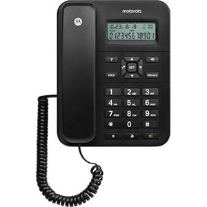 Motorola Voice - Telefono con filo CT202, 10 tasti di memoria, vivavoce, musica di attesa, ID chiamante, ricomposizione dell'ultimo numero - Nero