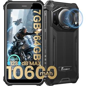 FOSSiBOT F101P Rugged Smartphone 5,45 Pollici, 10600mAh/18W, 123dB Altoparlante Telefono Indistruttibile, 7GB+64GB/1TB Cellulari e Smartphone, 2Ghz Octa-core/24MP/4G Dual SIM/IP68/IP69K (Nero.)