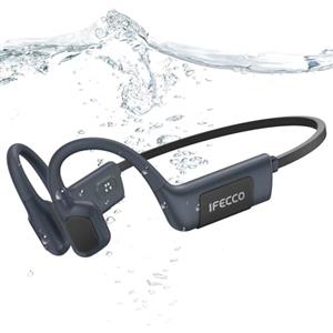 I love e iFecco IFECCO Cuffie Conduzione Ossea Nuoto, IP68 Impermeabili Auricolari Piscina Nuoto Bluetooth 5.4, Cuffie Subacquee con Lettore MP3 da 32G, Wireless Auricolari per Nuoto, Surf, Corsa, Ciclismo(Nero)