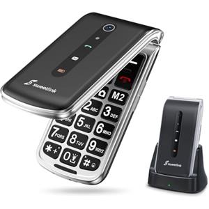 SweetLink Telefono Cellulare per Anziani, Flip Telefoni Cellulari Tasti Grandi, Contatti con Immagini, Base di Ricarica, Pantalla 2.4", Volume Alto, Funzione SOS, Incompatibile con iliad