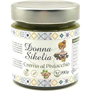 Donna Sikelia Crema di Pistacchio 100% Vegan - Senza Glutine e Senza Zuccheri Aggiunti - Lavorazione Artigianale con Pistacchi Mediterranei | 190g - Donna Sikelia