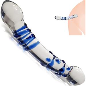Future of your pleasure Sensual FOPS Doppio Dildo Vetro Blu 21cm ⌀3-3.5cm Realistico Sex Toys Donna Dildo Anale Masturbatore Femminile Impermeabile Accetta Caldo Freddo Per Piacere Intenso Versatilità G22