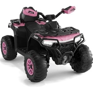 RBFGYIOP Quad Elettrico Bambini 12V con 2 Motori Potenti, Sospensioni, Telecomando Genitori, Ruote Large ATV 4x4, Luci LED e Bandiera Luminosa, Musica Wireless USB, 3-8 Anni, Rosa