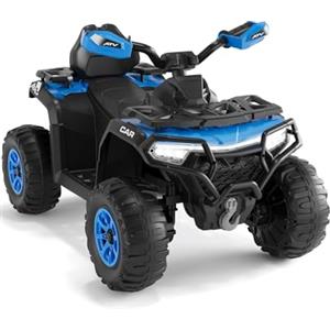 RBFGYIOP Quad Elettrico Bambini 12V con 2 Motori Potenti, Sospensioni, Telecomando Genitori, Ruote Large ATV 4x4, Luci LED e Bandiera Luminosa, Musica Wireless USB, 3-8 Anni, Blu