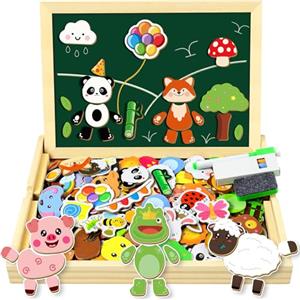 COOLJOY 120+ PCS Puzzle Bambini 3 Anni, Puzzle Magnetico, Giochi Montessori, Giochi Bambini 3 Anni, Animali Lavagna Magnetica per Bambini, Educativi Regalo Bambina 2 3 4 Anni Maschio Femmina