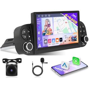 Motorsi Autoradio Android 4G+64G per Fiat Panda 2013-2020, Motorsi Stereo Radio Quad-Core Android 15 iOS Carplay Single Din, 32EQ, GPS, Bluetooth 5.0, Interfaccia utente WiFi, Radio FM/RDS