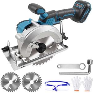VexNook Mini sega circolare compatibile con Makita 18 V al litio, sega circolare portatile senza spazzole, con 2 lame per sega (140 mm), motore in rame può tagliare diagonalmente 6200 giri/min, per la