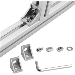UOCAI 20 Profilo Alluminio 20x20mm, Connettore Angolare in Profilo di Alluminio, Materiale di Montaggio per Profilati Con Viti e Dadi, per Rinforzare Porte, Finestre, Scaffali, Banchi da Lavoro