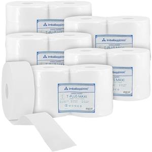 IMBALLAGGI 2000 - Carta Igienica Maxi Jumbo, 2 Veli Pura Cellulosa Eco Molto Morbida e Resistente Compatibile con Dispenser (30, 1219 Strappi)
