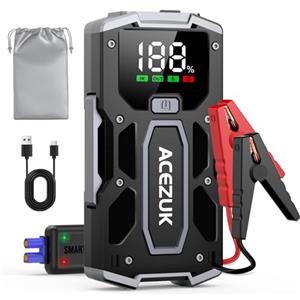 ACEZUK Avviatore Batteria, 6000A Avviatore di Emergenza per Auto/Moto(7.0L Gas or 5.5L Diesel) Starter Batteria Portatile Jump Start con LED/LCD Booster Avviamento
