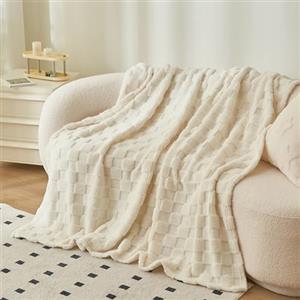 GKXLH Coperta morbida e plaid caldo per divani e letti (160 x 200 cm, beige)