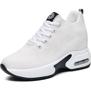 AONEGOLD Sneakers con Zeppa Donna Scarpe da Ginnastica Sportive Fitness Running Basse Basket Casuale Outdoor Traspirante Scarpe da Corsa Tacco 8 cm (Nero,38 EU)