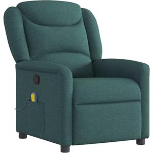 vidaXL Poltrona Massaggiante Reclinabile Verde Scuro in Tessuto