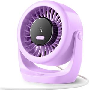 Diveblues Ventilatore da Scrivania USB, Mini Ventilatore Ultra Silenzioso, Potente, Display LED, 5 Velocità, Rotazione 360°, Portatile per Casa, Ufficio & Esterno - TurboBreeze