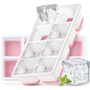 FURNSII Stampi per Ghiaccio Grande con Coperchio, 2 Pezzi Stampo Cubetti di Ghiaccio Silicone senza BPA e Impilabile, Forma Vaschetta Ghiaccio Stampo Portaghiaccio Cubetti Ice Cube Tray