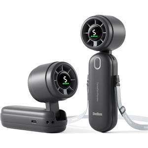 Diveblues iTurbo Ventilatore portatile - Mini pieghevole e ricaricabile, 5 velocità, display LED, flusso d'aria potente, ventilatore USB leggero per viaggi, spiaggia, lavoro e attività all'aperto